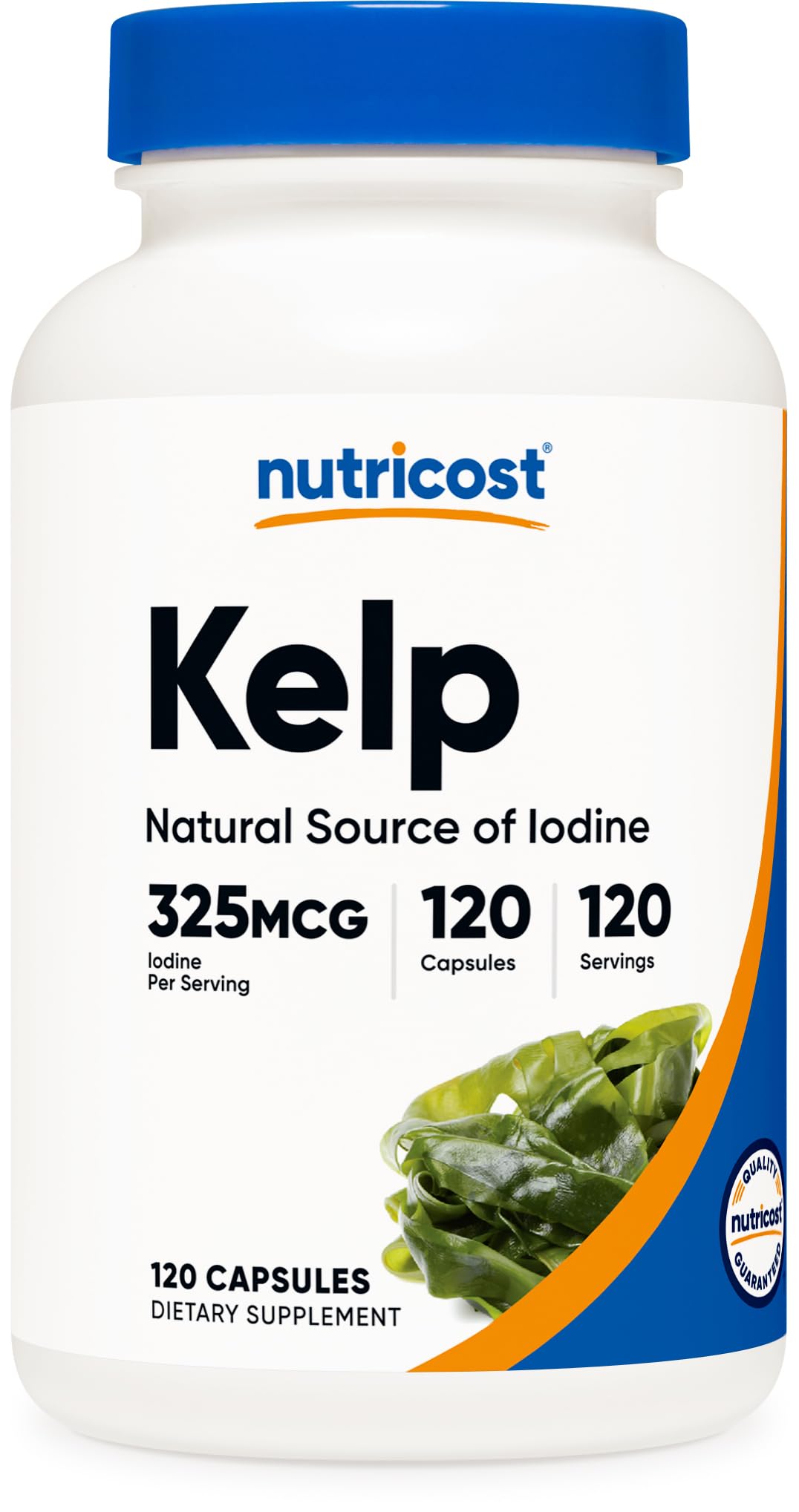 Nutricost cápsulas alga-iodina-325mcg, fuente natural de yodo para energía diaria.