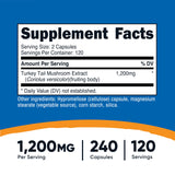 Nutricost cápsulas hongo cola de pavo vegetarianas, 240 cápsulas, frasco