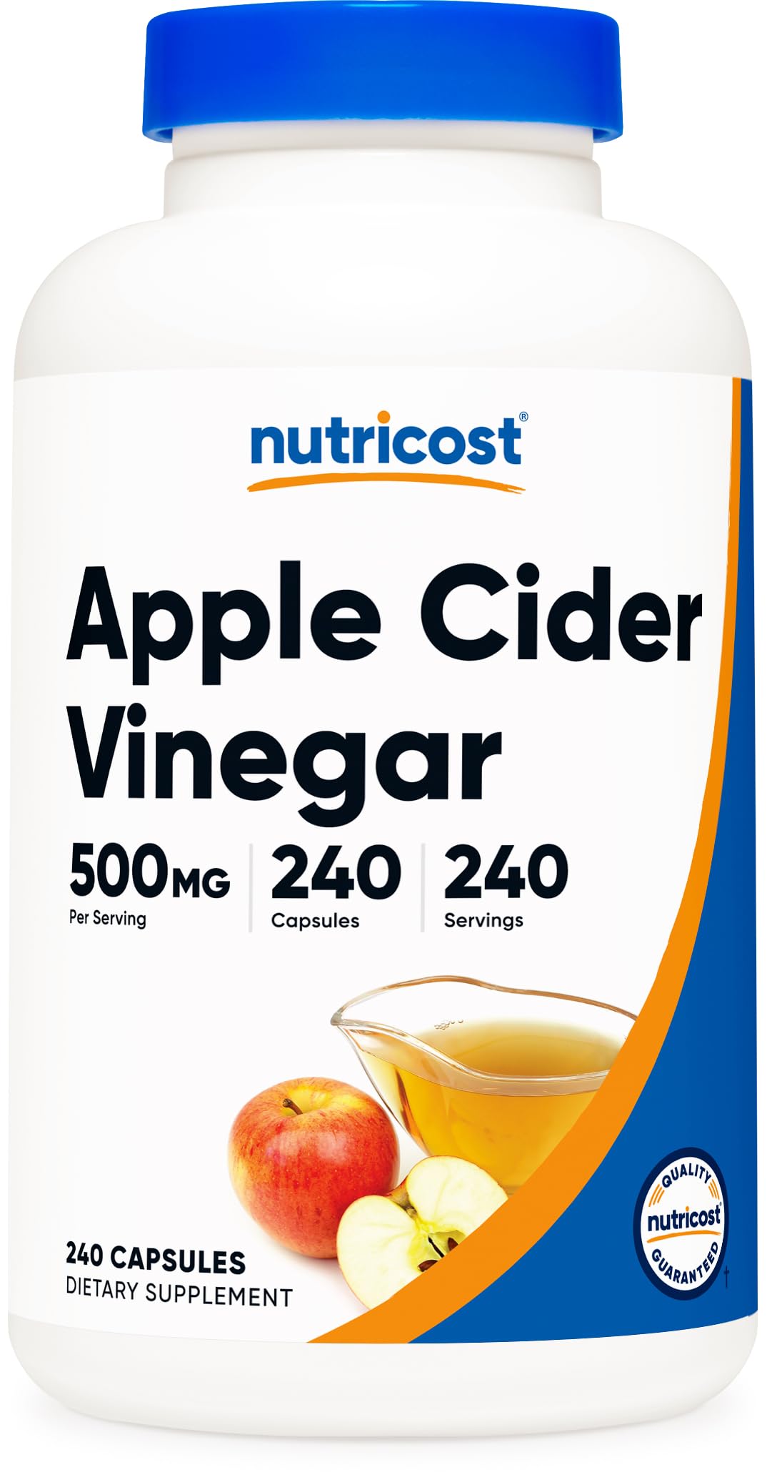 Nutricost capsulas vinagre de manzana 500 mg, cápsulas fáciles de tragar para uso diario