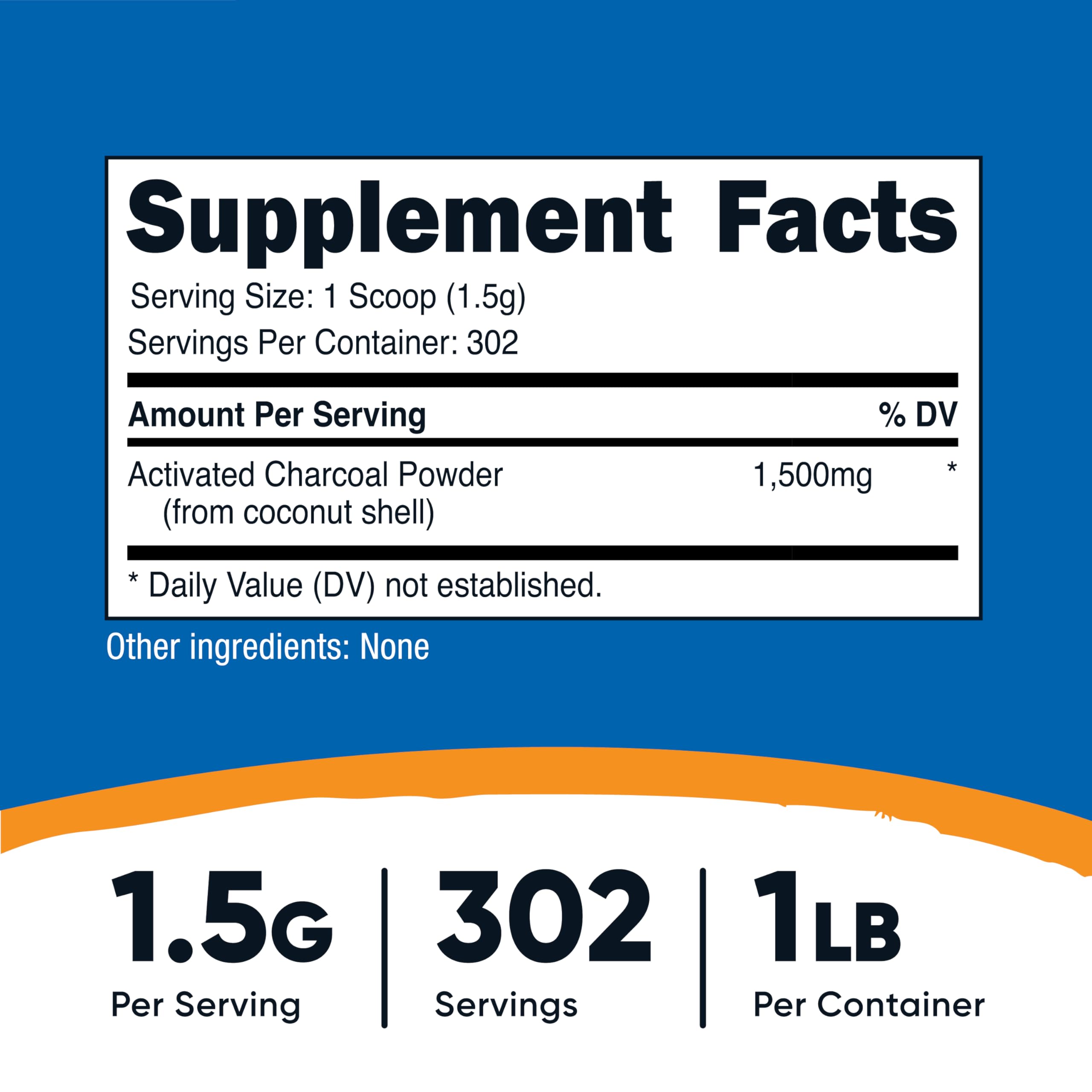 Nutricost carbón activado, polvo para higiene bucal, ayuda a limpieza y blanqueamiento suave.