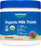 Nutricost Cardo Mariano, botella primer plano, suplemento vegetal para apoyo diario.