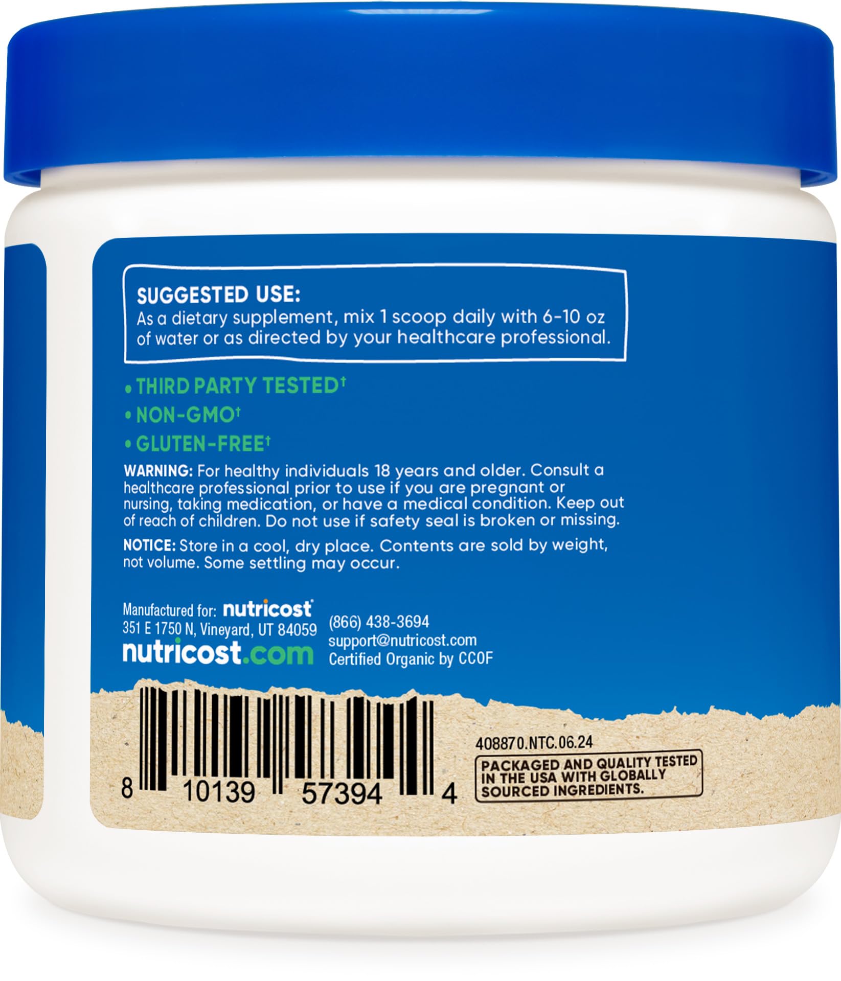 Nutricost Cardo Mariano, mezcla con agua, sabor neutro para facilitar la rutina.