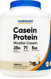 Nutricost Casein Vanilla en lata, ideal para ingesta proteica sostenida.