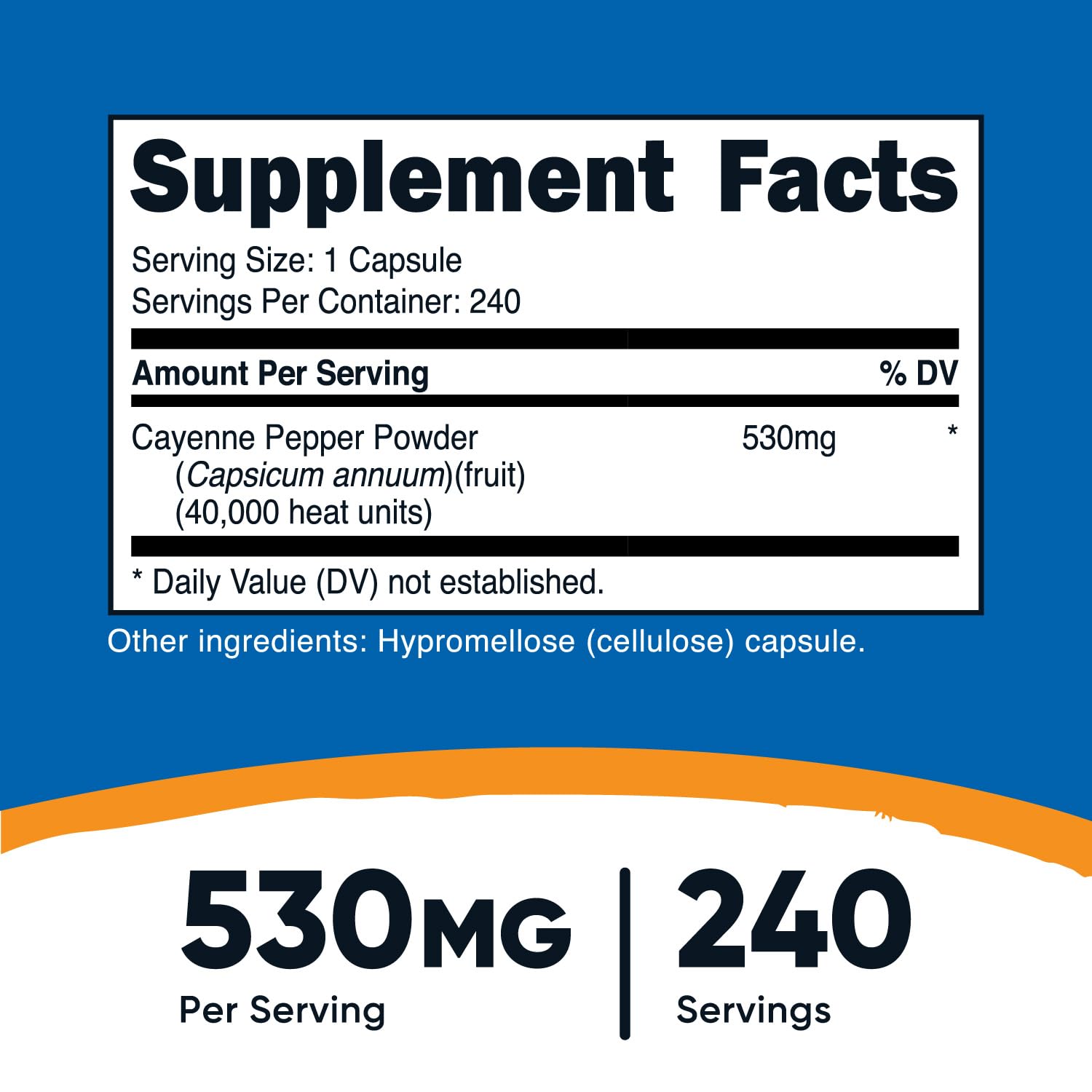 Nutricost Cayenne botella frontal para reconocimiento rápido