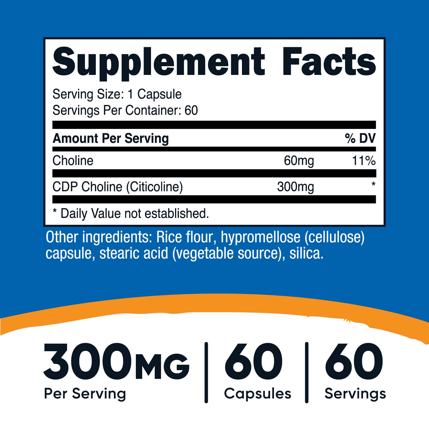 Nutricost CDP Choline cápsulas: fáciles de tragar para uso diario.