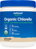 Nutricost Chlorella Orgánica en Polvo de 8 onzas, color verde intenso.