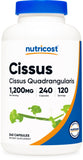 Nutricost Cissus Quadrangularis, botella frontal con cápsulas fáciles de tragar para la rutina diaria