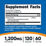 Nutricost Cissus Quadrangularis, etiqueta del producto con claridad y calidad.