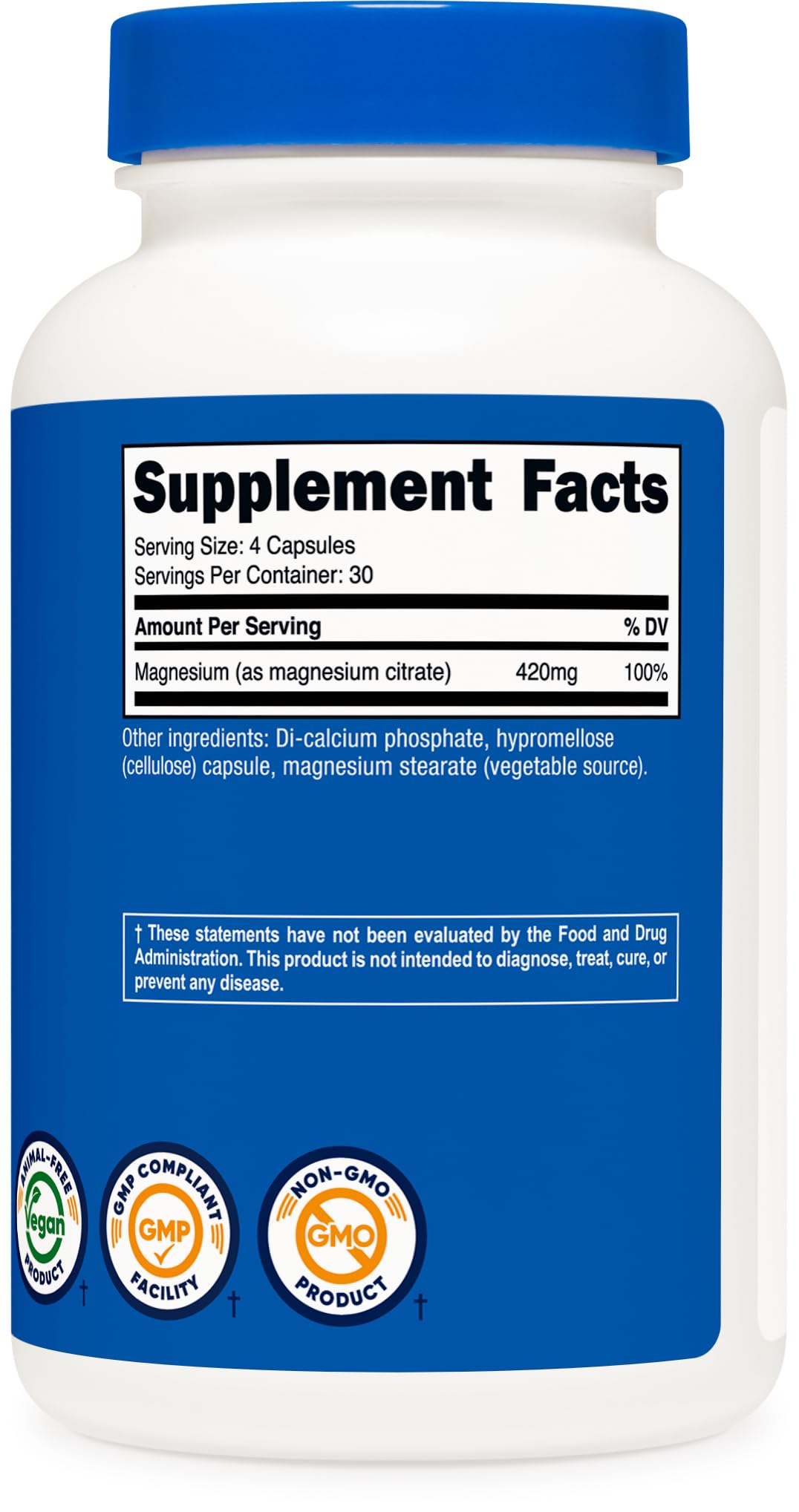 Sello de calidad Nutricost Citrato de Magnesio, certificaciones NSF/GMP
