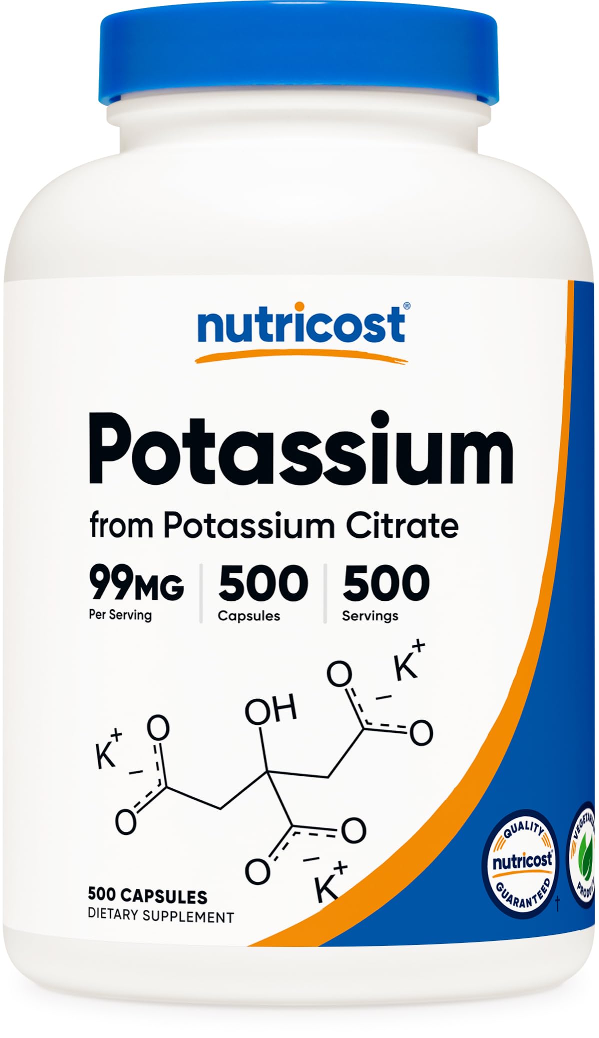 Nutricost Citrato de Potasio 99 mg, botella: uso diario de electrolitos