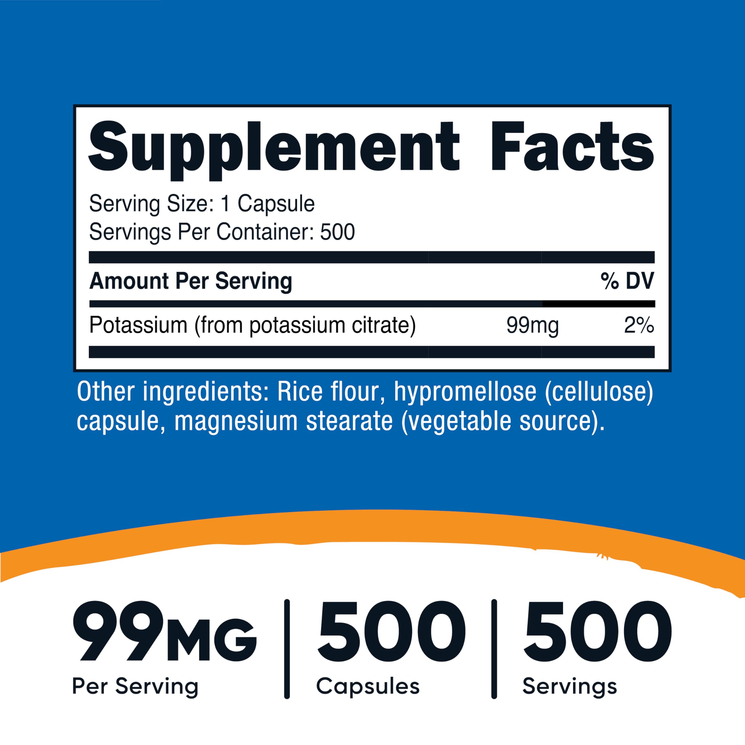 Nutricost Citrato de Potasio 99 mg, cápsulas: fáciles de tragar