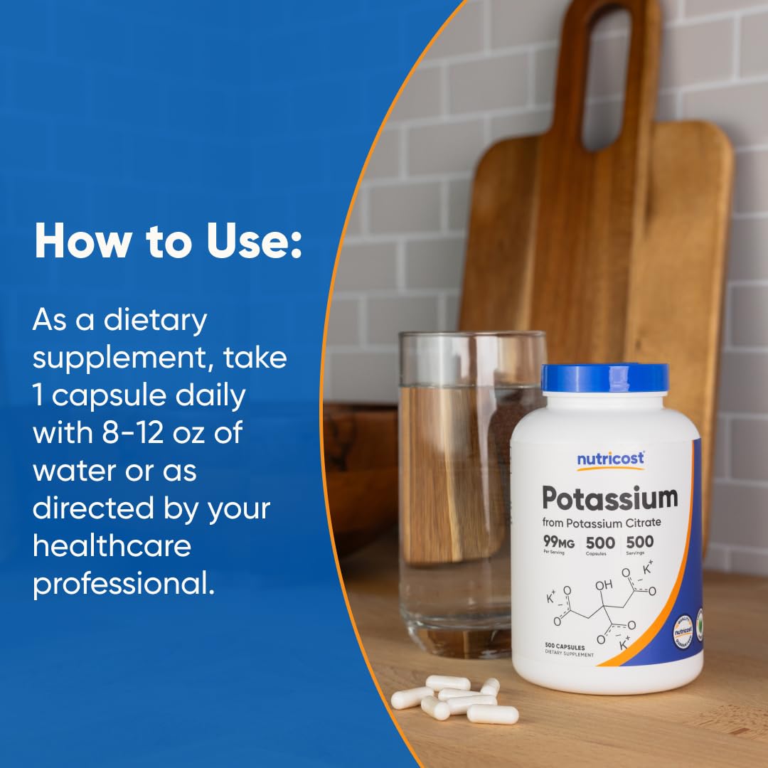 Nutricost Citrato de Potasio 99 mg, sello de terceros