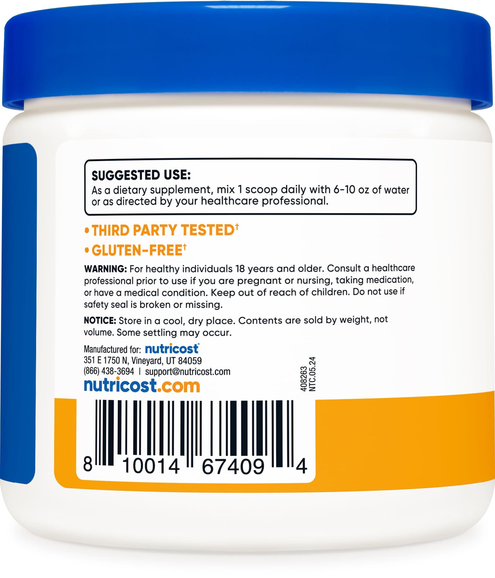 Nutricost Citrato de Magnesio Durazno Mango, etiqueta de calidad hecha en EE. UU.