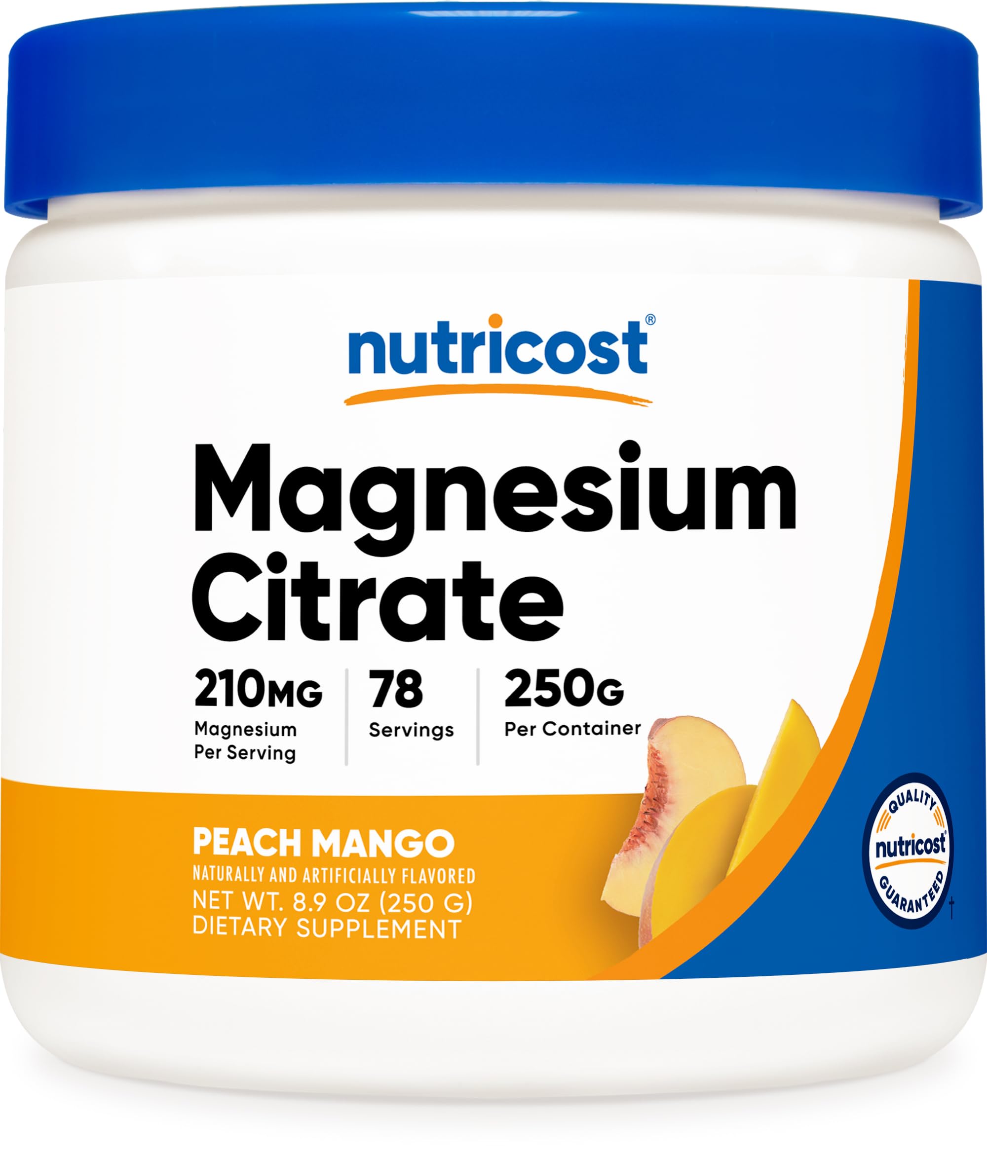 Nutricost Citrato de Magnesio Durazno Mango: frasco compacto y sabor agradable para bebidas
