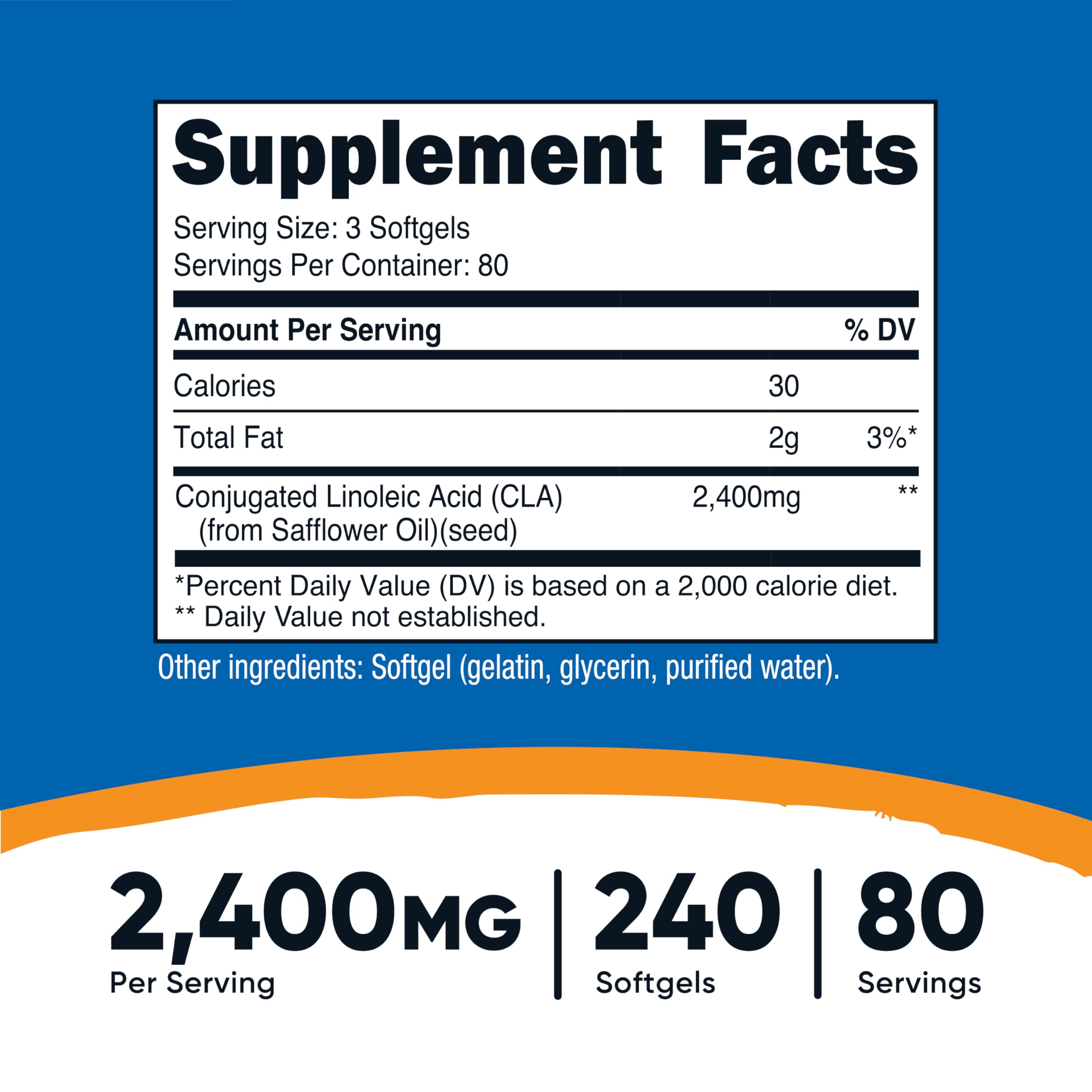 Nutricost CLA 800 mg - cápsulas blandas para tomar con agua
