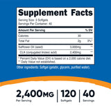 Nutricost CLA: etiqueta clara con datos de pureza y pruebas.