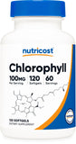 Nutricost Clorofila 100 mg, frasco, apoyo al bienestar general