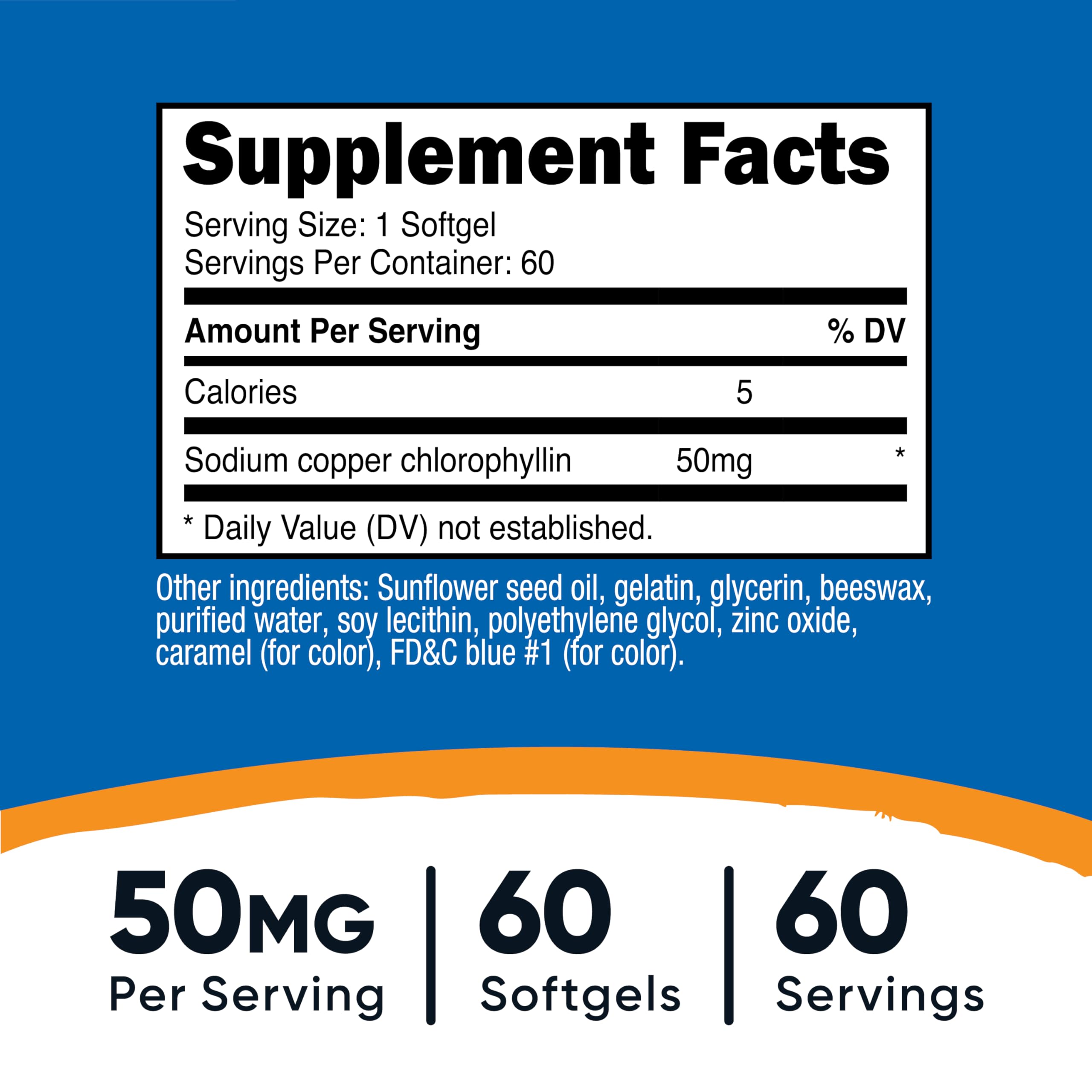 Nutricost Clorofila etiqueta frontal clara con ingredientes y certificaciones