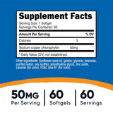 Nutricost Clorofila etiqueta frontal clara con ingredientes y certificaciones