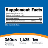 Nutricost cloruro de potasio porcion 0,7 g para medir facilmente