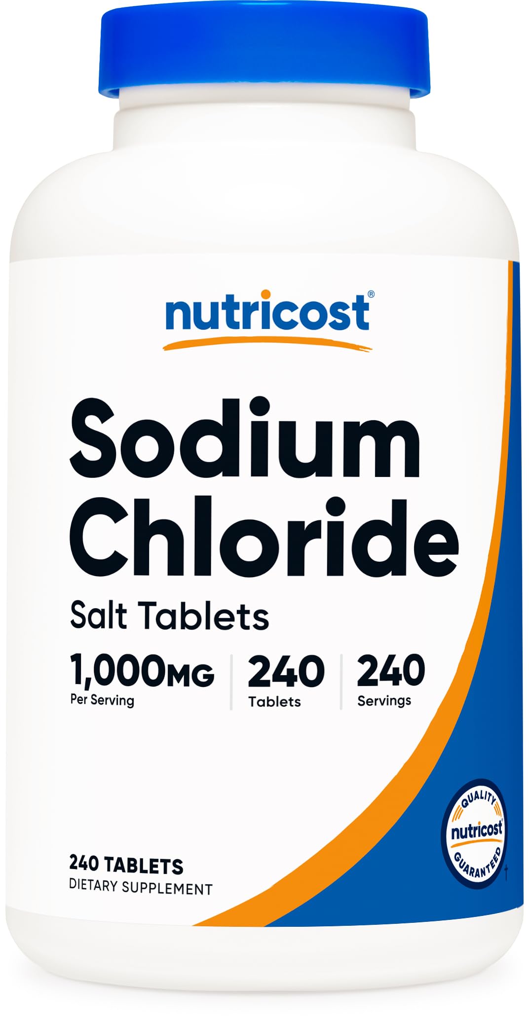 Nutricost cloruro de sodio, tabletas en bote, uso diario de electrolitos