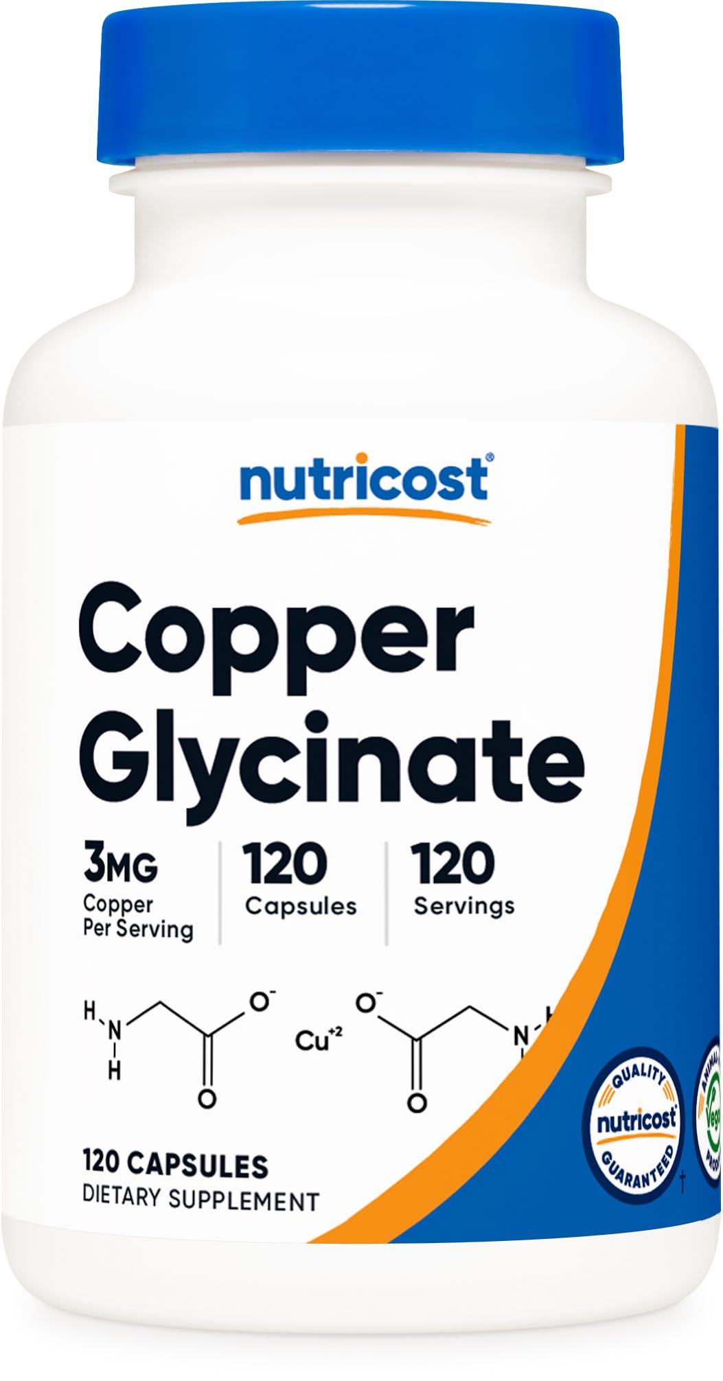 Nutricost cobre glicinato cápsulas, fáciles de tomar para apoyo diario.