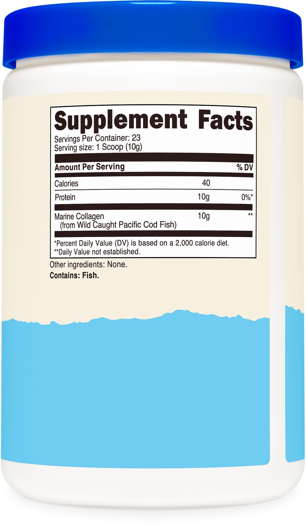Nutricost Colágeno Marino con diseño de etiqueta claro y sencillo.