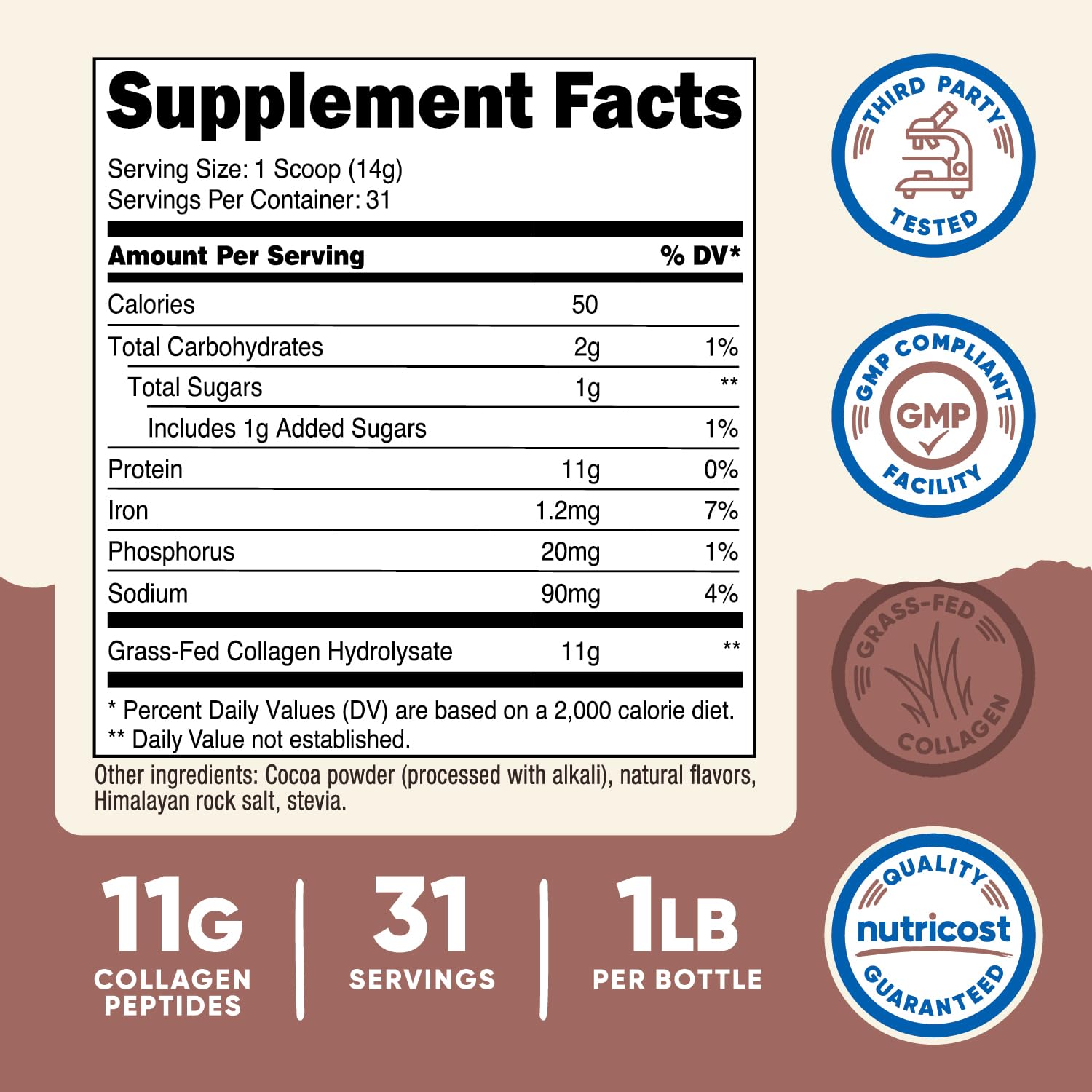 Nutricost Colágeno Peptidos Cuchara Medidora Incluida facilita la dosificación diaria.