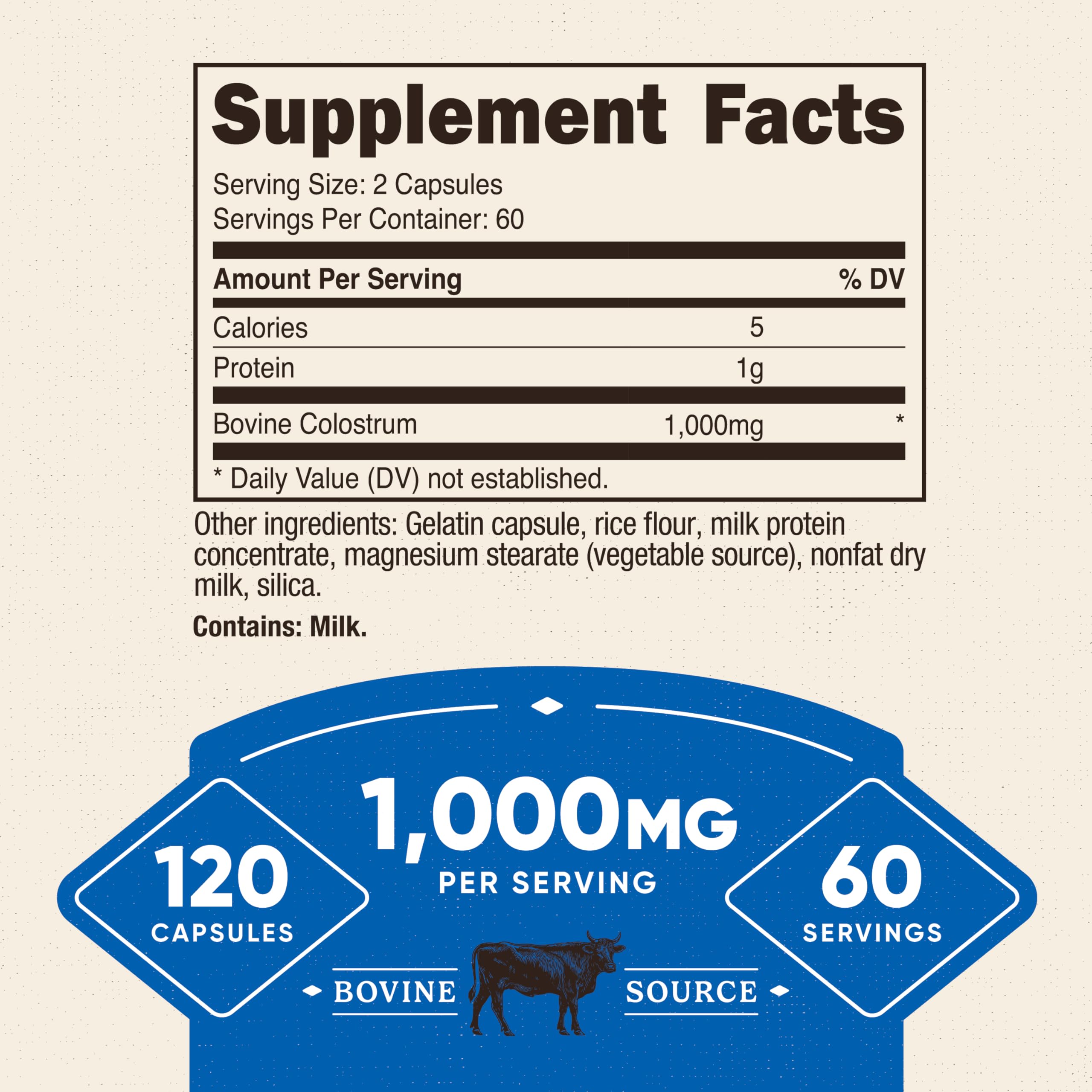 Nutricost Colostrum bote con 120 cápsulas para uso diario
