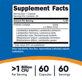 Etiqueta de Nutricost Complejo Probiótico con ingredientes detallados