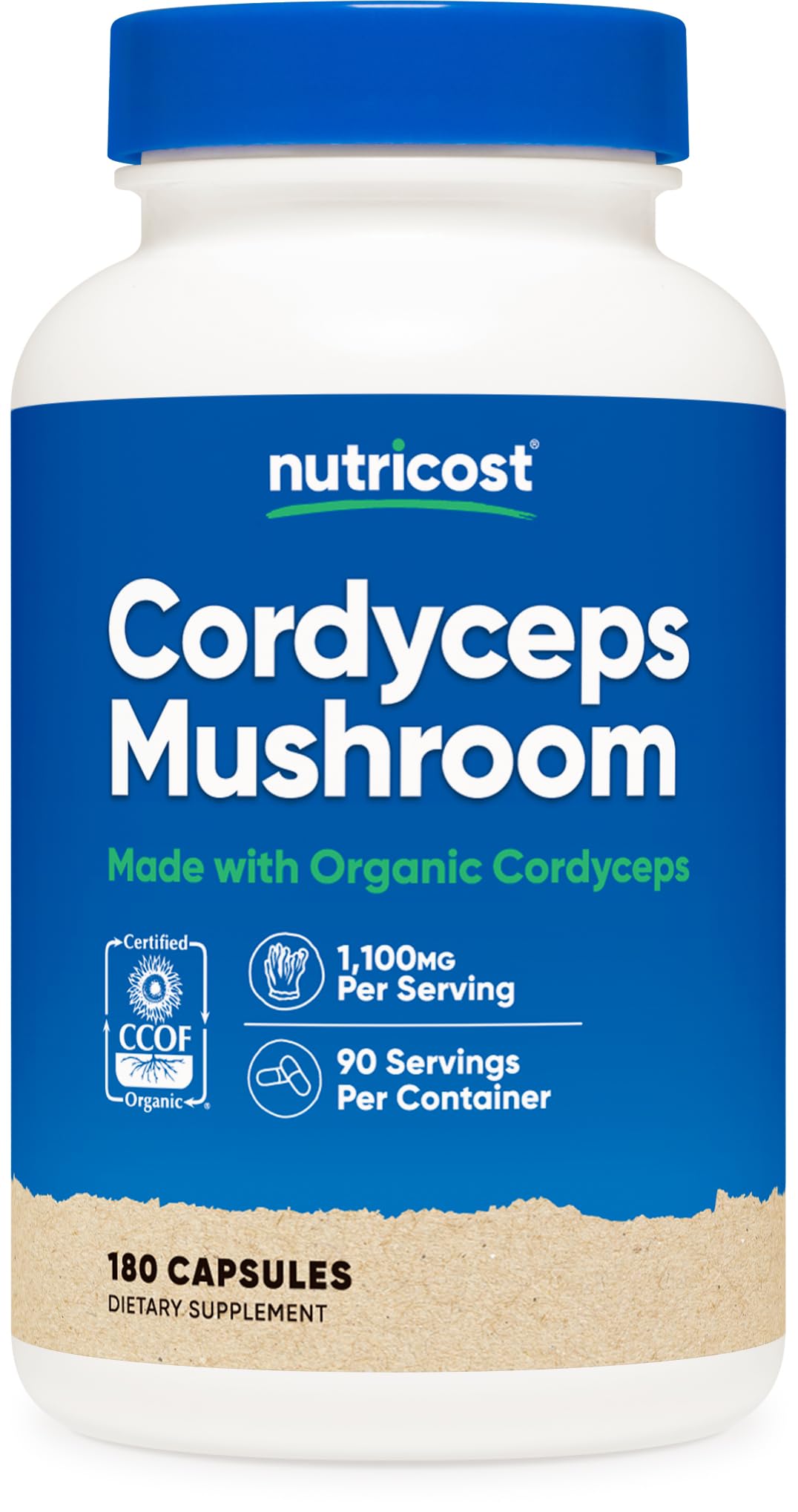 Nutricost Cordyceps: cápsulas en botella, conveniencia diaria para un estilo de vida activo.