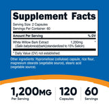 Nutricost corteza de sauce blanco: 1200 mg por porción para rutina diaria