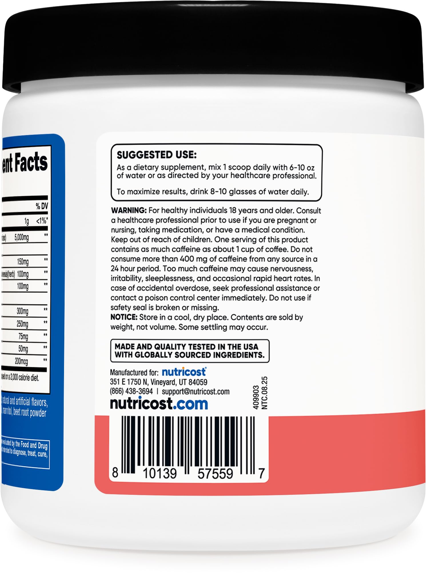 Nutricost Creatina + Energía se mezcla rápido en agua