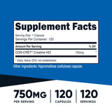 Nutricost creatina hidrocloruro, cápsulas de cerca para fácil dosificación.