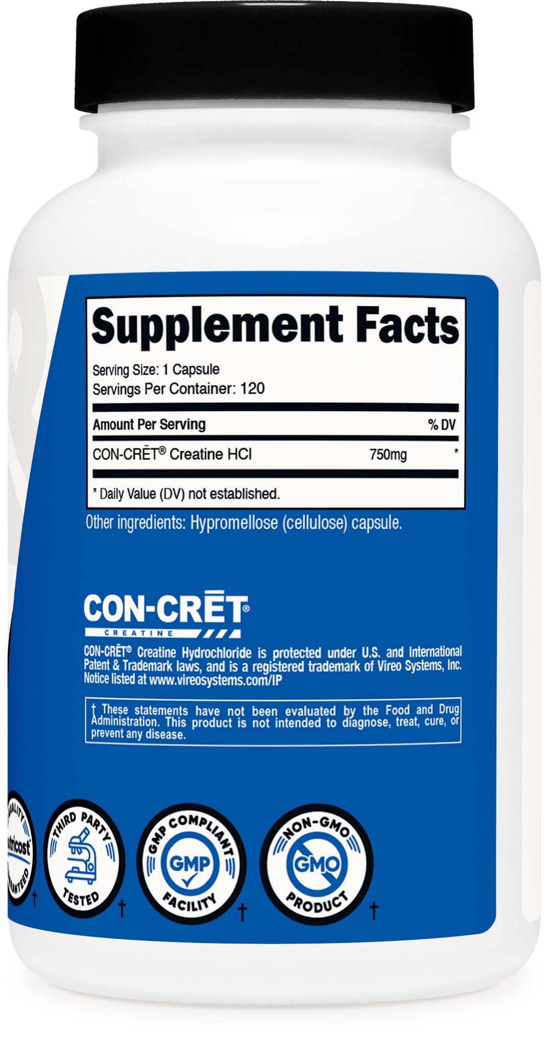 Nutricost creatina hidrocloruro, uso diario sugerido en rutinas de entrenamiento.