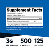 Nutricost Creatina Monohidratada 3000 mg, bote con etiqueta visible, pureza y dosificación clara