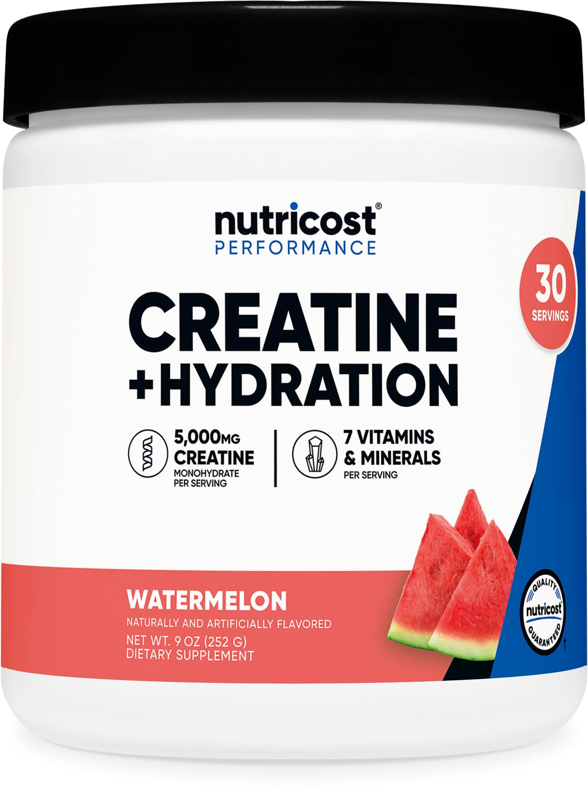 Nutricost Creatina Monohidratada, bote con sabor sandía para hidratación diaria