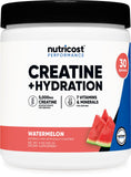 Nutricost Creatina Monohidratada, bote con sabor sandía para hidratación diaria