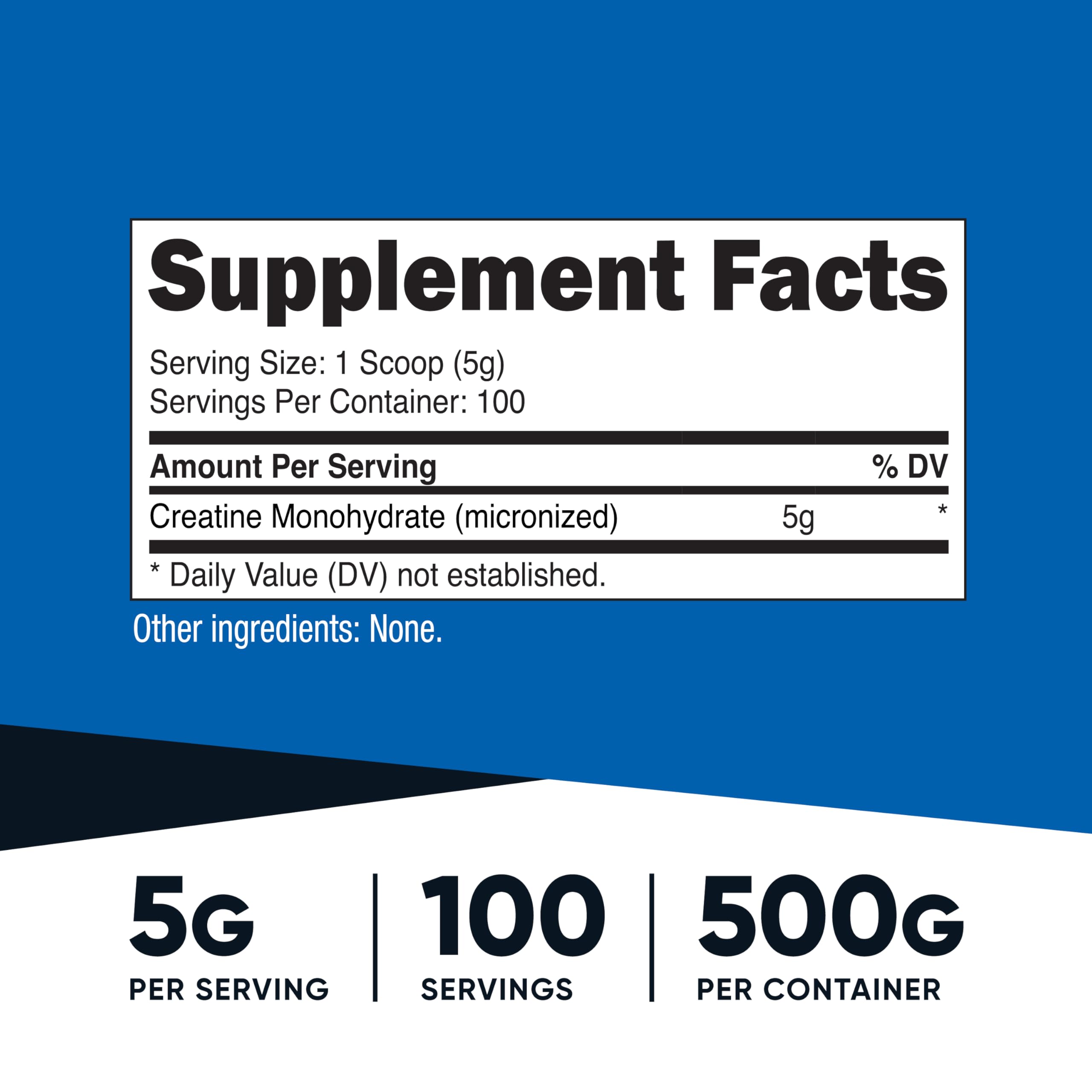 Nutricost creatina monohidratada con cuchara medidora, dosis simples para cada sesión.