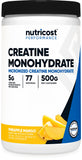 Nutricost creatina monohidratada piña mango, envase frontal, ideal para entrenamientos constantes.