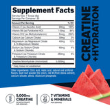 Nutricost Creatina Monohidratada, etiqueta visible destacando 7 vitaminas para rendimiento
