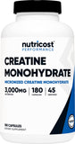 Nutricost Creatina Monohidrato cápsula de 750 mg para entrenamientos intensos