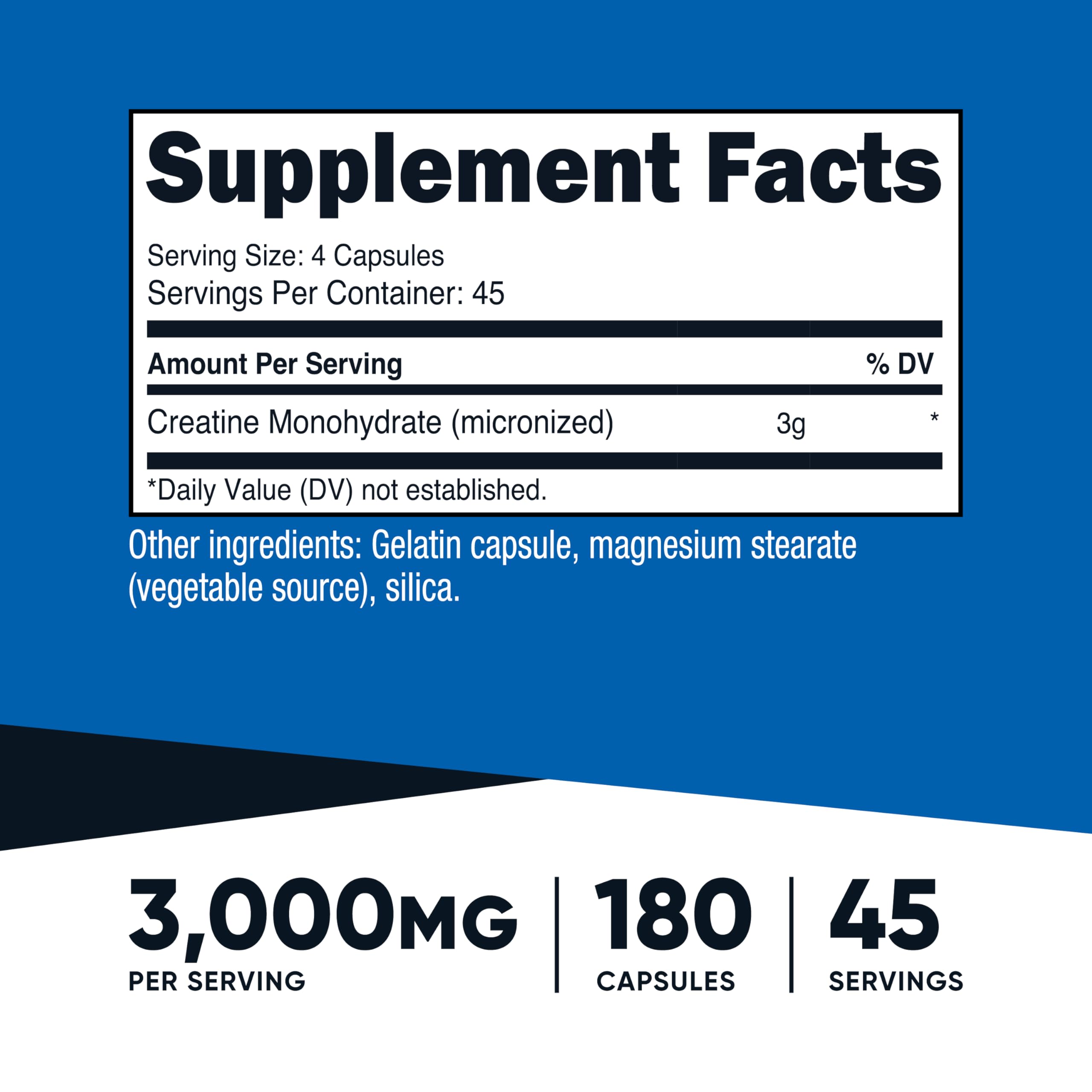 Nutricost Creatina Monohidrato botella de 180 cápsulas para entrenamientos regulares