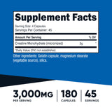 Nutricost Creatina Monohidrato botella de 180 cápsulas para entrenamientos regulares