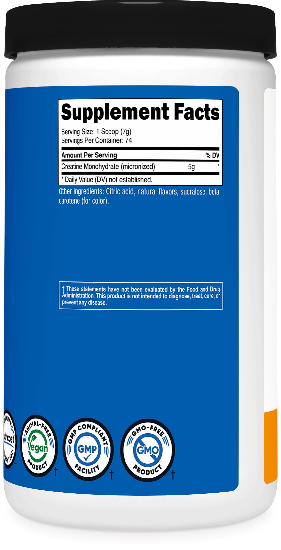 Nutricost Creatina Monohidrato, certificado por NSF y pruebas ISO acreditadas.