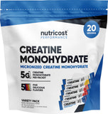 Nutricost creatina monohidrato, sobre frambuesa azul, apoyo a la energía diaria