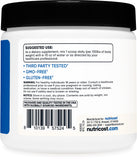 Etiqueta de Nutricost Creatine HCl sin gluten para opciones seguras.