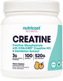 Nutricost Creatina Monohidratada Durazno Mango, cucharada para mezclar en batido, experiencia de sabor afrutado