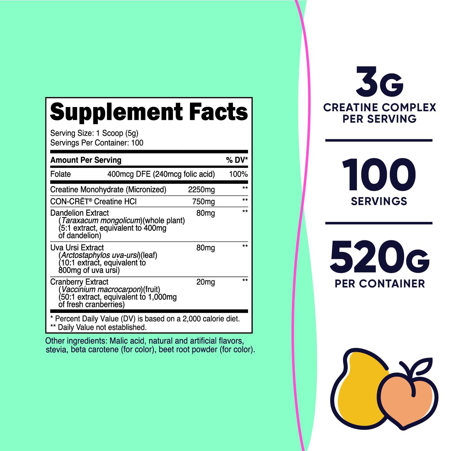 Envase de Nutricost Creatina Monohidratada Durazno Mango para uso diario y transporte