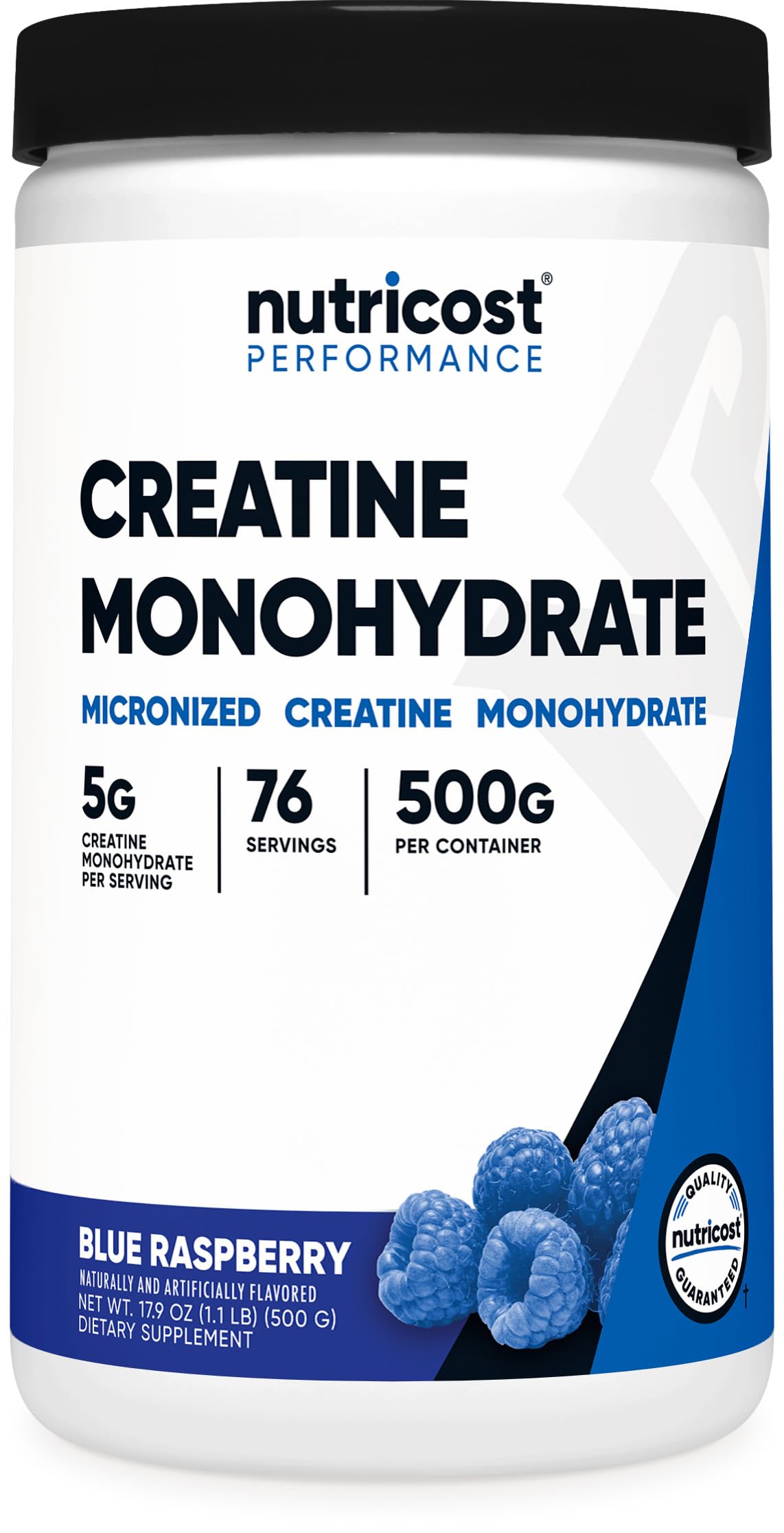 Nutricost Creatine Monohidrato Frambuesa Azul en bote para aumentar fuerza